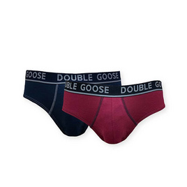 ห่านคู่ กางเกงในชาย ขอบยางโชว์ (แพ็ก 2 ตัว) สีกรมท่า /แดงเลือดหมู - DOUBLE GOOSE, ชุดชั้นใน