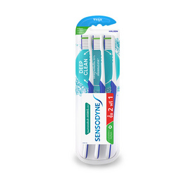 เซ็นโซดายน์ แปรงสีฟัน ขนแปรงนุ่ม ดีพ คลีน แพ็ก 2+1ด้าม (คละสี) - SENSODYNE