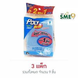 โพลี-ไบรท์อัลตร้า ฟองน้ำหุ้มตาข่าย คละสี (แพ็ก 2 ชิ้น แถม 1 ชิ้น) - Poly-Brite, ฟองน้ำ