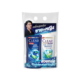 เคลียร์ แชมพู สูตรคูลสปอร์ต + แชมพู สูตรไอซ์คูลเมนทอล (แพ็กคู่) 370 มล. - Clear, ผลิตภัณฑ์ดูแลเส้นผม