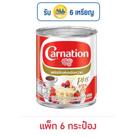 คาร์เนชันพลัส นมข้นหวาน กระป๋อง 380 กรัม (แพ็ก 6 กระป๋อง) - คาร์เนชัน, น้ำตาลและสารให้ความหวาน