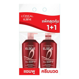ลอรีอัล ปารีส เอลแซฟ ฟอล รีซิสท์ 3X แอนไท แฮร์ฟอล แชมพู 400 มล. + ครีมนวดผม 375 มล. - Loreal, ผลิตภัณฑ์ดูแลเส้นผม