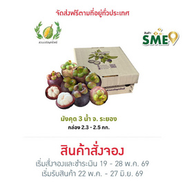 สวนเจริญทรัพย์ มังคุด 3 น้ำ ระยอง คละไซซ์ กล่อง 2.3-2.5 กิโลกรัม - สวนเจริญทรัพย์, สินค้ามาใหม่