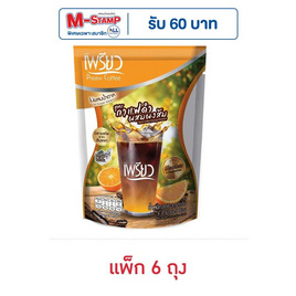 เพรียวคอฟฟี่ผสมโครเมียม สูตรกาแฟดำผงส้ม (3.5กรัม x 5ซอง) แพ็ก 6 ถุง - เพรียว, กาแฟ
