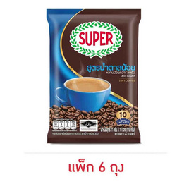 ซุปเปอร์กาแฟ3in1 สูตรน้ำตาลน้อย 110 กรัม (11 กรัม x 10 ซอง) แพ็ก 6 ถุง - ซุปเปอร์กาแฟ, กาแฟสำเร็จรูป