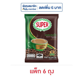 ซุปเปอร์กาแฟ 3in1 เอสเปรซโซ่ 170 กรัม (17 กรัม x 10 ซอง) แพ็ก 6 ถุง - ซุปเปอร์กาแฟ, ชง ดื่ม เพิ่มความสดชื่น