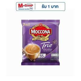 มอคโคน่า ทรีโอ 3in1 น้ำตาลน้อย 324 กรัม (12 กรัม x 27 ซอง) - Moccona, เครื่องดื่มและผงชงดื่ม