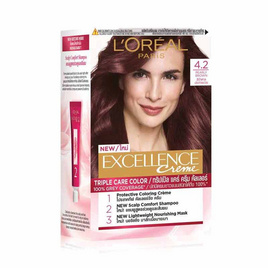 ลอรีอัล ปารีส เอกซ์เซลเลนซ์ ครีม ทริปเปิล แคร์ 4.2 สีน้ำตาลประกายม่วง - Loreal, ลอรีอัล เอ็กซ์เซลเลนซ์