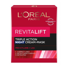 ลอรีอัล ปารีส รีไวทัลลิฟท์ ทริปเปิล แอคชั่น ไนท์ ครีม-มาส์ก 50 มล. - Loreal, ดูแลลบเลือนริ้วรอย