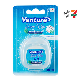 เวนเจอร์ ไหมขัดฟัน ซูเปอร์ ฟลอส กลิ่นมินท์ เคลือบแว๊กซ์ 50 เมตร - Venture, ผลิตภัณฑ์ดูแลช่องปากและฟัน