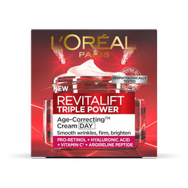 ลอรีอัล รีไวทัลลิฟท์ ทริปเปิล พาวเวอร์ เอจ-คอเรคติ้ง ครีม เดย์ 50 มล. - Loreal, ดูแลลบเลือนริ้วรอย