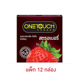 วันทัช ถุงยางอนามัย สตรอเบอร์รี่ 52 มม. บรรจุ 3 ชิ้น/กล่อง (แพ็ก 12 กล่อง) - Onetouch, ผลิตภัณฑ์เสริมรัก