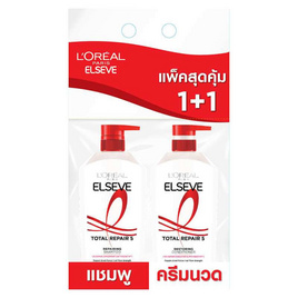 ลอรีอัล ปารีส เอลแซฟ โททอลรีแพร์ 5 รีแพร์ริ่ง แชมพู 360 มล. + ครีมนวดผม 375 มล. - Loreal, แชมพูและครีมนวดผม