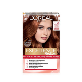 ลอรีอัล ปารีส เอ็กซ์เซลเลนซ์ แฟชั่น 6.34 สีน้ำตาลแดงประกายทอง - Loreal, สีผมลอรีอัล ราคาพิเศษ