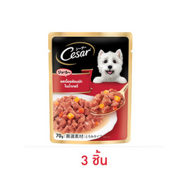 ซีซาร์ อาหารสุนัข ชนิดเปียก สูตรสุนัขโต รสเนื้อพร้อมผักในน้ำเกรวี่ 70 ก. - ซีซาร์, อาหารเปียก