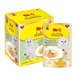 มีโอ ดีไลท์ อาหารแมวโต ซุป ปลาทูน่ากับหอยเชลล์ หน้าเนื้อไก่ 70 ก. (1 แพ็ก 12 ชิ้น) - มีโอ, มีโอ แบบเปียก