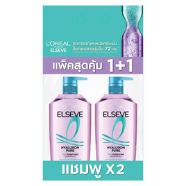 ลอรีอัล ปารีส เอลแซฟ ไฮยาลูรอน เพียว 72 เอช เพียวริฟายอิ้ง แชมพู 400 มล. แพ็กคู่ - Loreal, L'OREAL