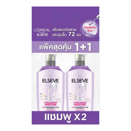 ลอรีอัล ปารีส เอลแซฟ ไฮยาลูรอน มอยซ์เจอร์ 72 เอช มอยซ์เจอร์ ฟิลลิ่ง แชมพู 400 มล. แพ็กคู่ - Loreal, แชมพูและครีมนวดผม