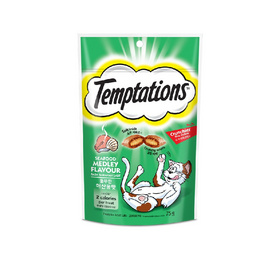 เทมเทชั่นส์ ขนมแมว กรอบนอกนุ่มใน สูตรแมวโต รสซีฟู้ดเมดเล่ย์ 75 ก. - เทมเทชันส์, ขนมทานเล่นและวิตามิน