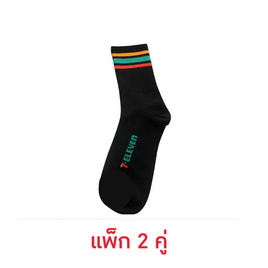 ถุงเท้าเยื่อไผ่ข้อยาว ลาย 7-Eleven  ขนาด 25-27 CM. สีดำ - No Brands