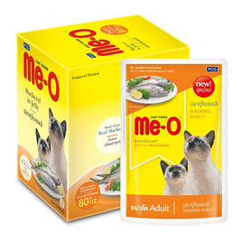 มีโอ อาหารแมวเปียก รสปลาทูในเยลลี่ 80 กรัม (1 แพ็ก 12 ชิ้น) - มีโอ, มีโอ แบบเปียก