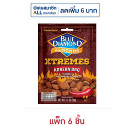 บลูไดมอนด์ อัลมอนด์รสโคเรียนBBQ 30 กรัม (แพ็ก 6 ชิ้น) - Blue Diamond, ถั่ว