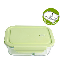 กล่องแก้ว ถนอมอาหาร Borosilicate Glass แบบ 3 ช่อง ขนาด 1000ml. - RRS, อุปกรณ์จัดเก็บอาหาร
