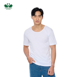 ห่านคู่ เสื้อยืดผู้ชาย คอกว้าง สีขาว รุ่น Classic - DOUBLE GOOSE
