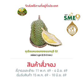 สวนยายละมัย ทุเรียนหมอนทอง GI จ. นนทบุรี กล่อง 1 ลูก (2.5-3 กก.) - สวนทุเรียนนนท์ ยายละมัย, ผลไม้สด