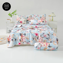 ผ้านวมบางสีฟ้า ลายดอกไม้พื้นฟ้า KTB223 - No Brands