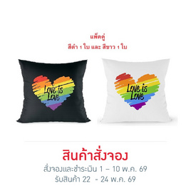 (แพ็คคู่) หมอนอิง Love is Love ขนาด 16 x 16 นิ้ว สีดำ+สีขาว - Ecobag, หมอนอิงและเบาะรองนั่ง