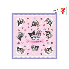 ผ้าพันคอ My Melody & Kuromi สีชมพู ขอบสีม่วง - My items
