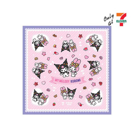 ผ้าพันคอ My Melody & Kuromi สีชมพู ขอบสีม่วง - My items, เครื่องประดับ