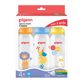 พีเจ้น ขวดนมRPP ลายเซอคัส ขนาด 8OZ แถมฟรี จุกคลาสสิค ไซส์ M แพ็ก 3 - Pigeon, อุปกรณ์ให้นม