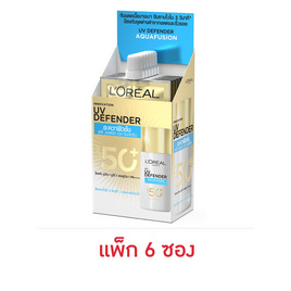 ลอรีอัล ยูวี ดีเฟนเดอร์ อะควาฟิวชั่น เดลี่ วอเตอร์ เจล SPF50 PA++++ 5.5 มล. (แพ็ก 6 ซอง) - Loreal, ซูเปอร์มาร์เก็ต