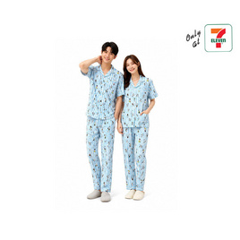 ชุดนอน ลาย Snoopy แขนสั้น+ขายาว สีฟ้า - No Brands