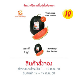 ณิชชาชามม์ แตงโม Thump Up Size Jumbo กล่อง 2 ลูก แถม Thumbs up Size Jumbo 1 ลูก - ณิชชา ชามม์, อาหารสด ผัก ผลไม้และเบเกอรี่