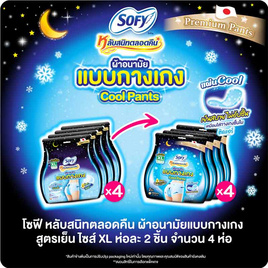 โซฟี หลับสนิทตลอดคืนแบบกางเกง คูล XL ห่อละ 2 ชิ้น (แพ็ก 4 ห่อ) - Sofy, ผ้าอนามัยแบบกลางวัน