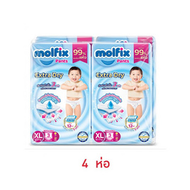 โมลฟิกซ์ เอ็กซ์ตร้าดรายแพ้นส์ ผ้าอ้อมเด็กแบบกางเกง ไซซ์ XL ห่อละ 3 ชิ้น (4 ห่อ) - Molfix, ผ้าอ้อมเด็ก