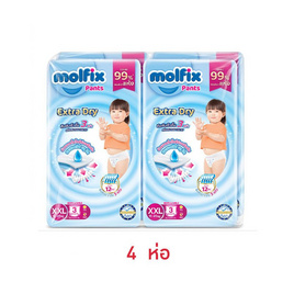 โมลฟิกซ์ เอ็กซ์ตร้าดรายแพ้นส์ ผ้าอ้อมเด็กแบบกางเกง ไซซ์ XXL ห่อละ 3 ชิ้น (4 ห่อ) - Molfix, ผ้าอ้อมเด็ก