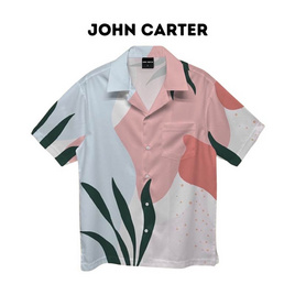 john carter เสื้อฮาวายแขนสั้น ลายหญ้าชมพู 00706 XL - john carter, เสื้อเชิ้ต