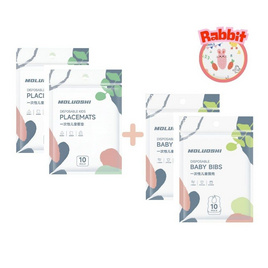muloushi ผ้ากันเปื้อน 2 แพ็ก+แผ่นรองกันเปื้อนแบบใช้แล้วทิ้ง 2 แพ็ก (กระต่าย) - moluoshi, ของใช้ทั่วไป