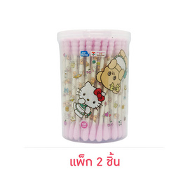 my items สำลีก้าน Hello Kitty x ButterBear สีชมพู กระปุกทรงกลม 100 ก้าน (แพ็ก 2 ชิ้น) - My items, ของใช้สำหรับเด็ก