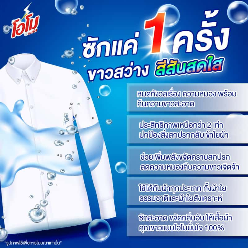 โอโมพลัส ผงซักฟอก มอร์นิ่งบลูม 600 กรัม (แพ็ก 3 ชิ้น)