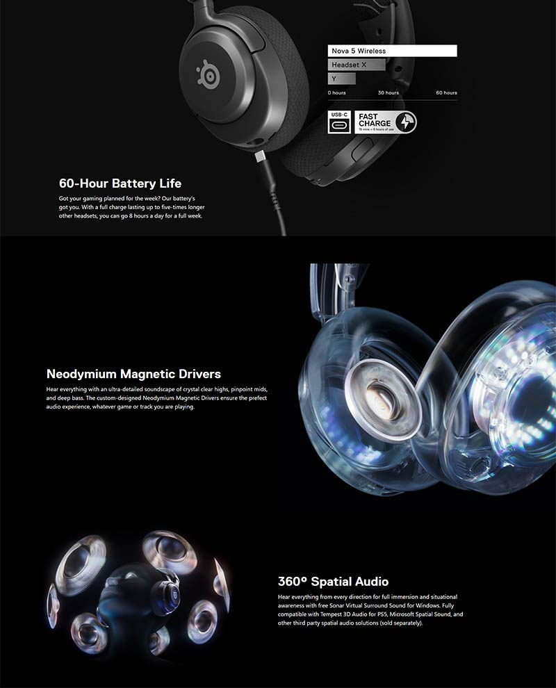 SteelSeries หูฟังเกมไร้สาย Nova 5