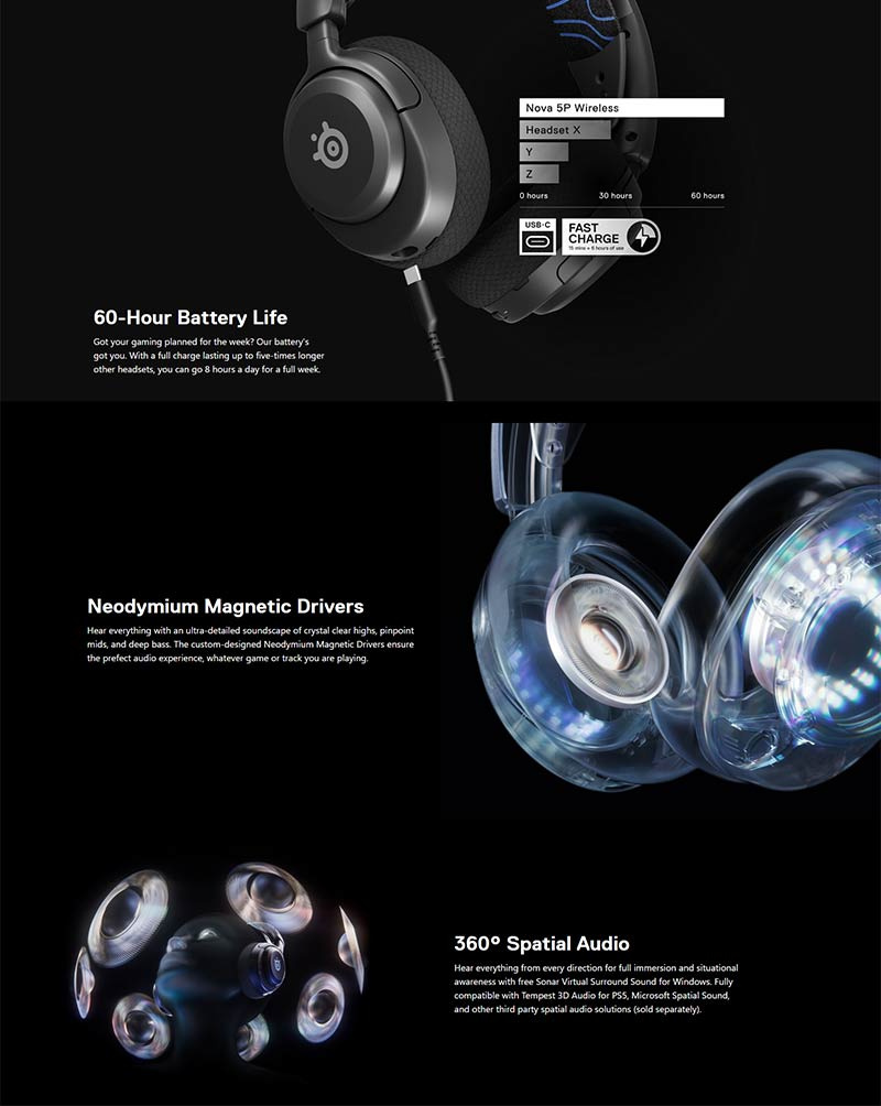 SteelSeries หูฟังเกมไร้สาย Nova 5P