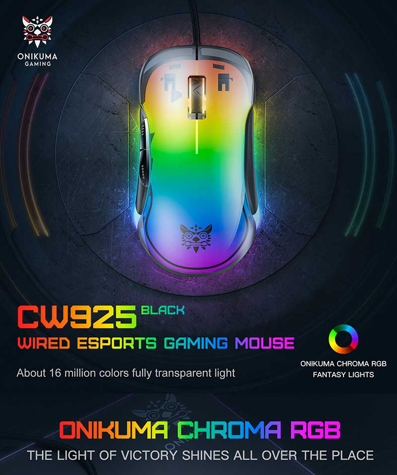 Onikuma เมาส์เกม CW925 RGB