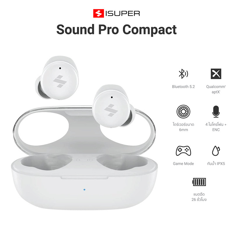 iSuper หูฟังบลูทูธแบบ True Wireless รุ่น Sound Pro Compact