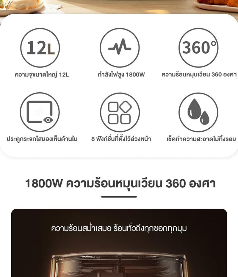 Simplus เตาอบไฟฟ้าอเนกประสงค์ ความจุ 12 ลิตร รุ่น KQKX001