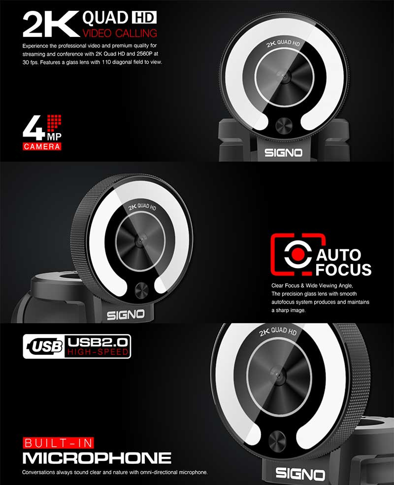 SIGNO E-Sport 2K Quad HD Stream Webcam WB-401